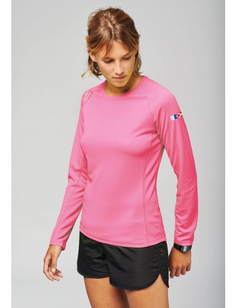 T-shirt femme séchage rapide Rose fluorescent