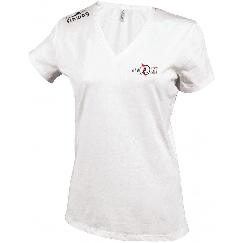 T-Shirt Col V Femme Blanc