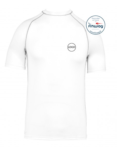 T-Shirt Sport Aquatique avec logo sur le coeur (Marquage) BLANC