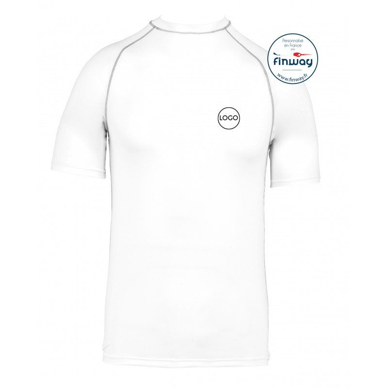 T-Shirt Sport Aquatique avec logo sur le coeur (Marquage) BLANC