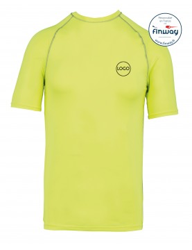 T-Shirt Sport Aquatique avec logo sur le coeur (Marquage) JAUNE FLUO