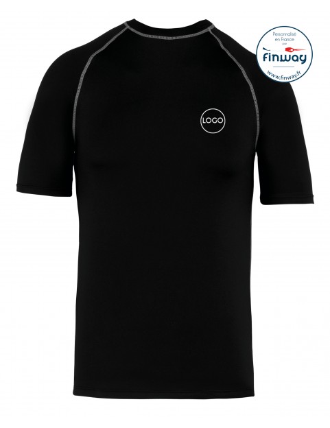 T-Shirt Sport Aquatique avec logo sur le coeur (Marquage) NOIR
