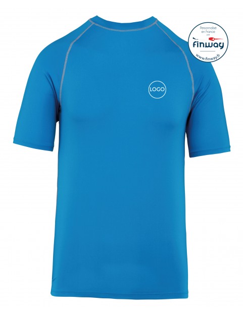 T-Shirt Sport Aquatique avec logo sur le coeur (Marquage) BLEU OCEAN